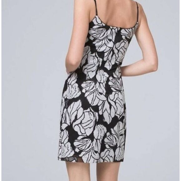 White House Black Market Blk/Wht Sequin Shift Dress, NWT, Adj. Straps,Size 10 - Picture 9 of 10